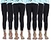 6 Pair of Girls Solid Colored Cotton Leggings, Soft Combed Cotton