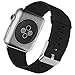 JETech Replacement Band for Apple Watch 38mm Series 1 2 3 with Leather Strap and Metal Clasp (Black)