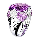 18K White Gold Amethyst and Diamond Ring (15.56ctw, G-H, VS)