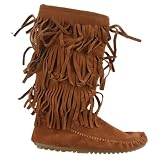 Ladies Fringe Faux Suede Tassel Womens Boots Sizes 3-8