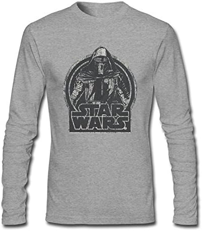 Yosni Star Wars The Force Awakens Kylo Ren Classic Distressed Custom Long Sleeve T Shirts for Mens Grey XXL