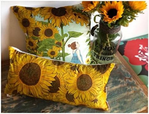 Nursery Decoration, Sunflowers, Soft Pillow, Gender Netural Nursery, Colorful Throw Pillow Cover, hand drawn, one of a kind