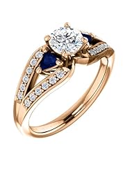 10K Rose Gold Round Cut Diamond and Sapphire Ring -- LIFETIME WARRANTY
