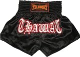 Thawat Black Muay Thai Boxing Shorts, XXL