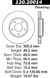 Centric Parts 121.20014 C-Tek Standard Brake Rotor