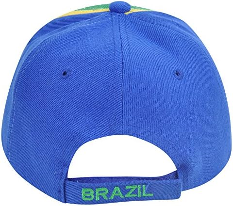 Brazil Brasil Flag Country Velcro Hat Cap Curved Bill Pais Acrylic Adjustable