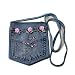 Denim Handbag with Pink Flower Crafted from Vintage Denim