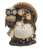 【信楽焼】ふくろう付狸　8号　サイズ・約幅21×奥行き16×高さ26cm