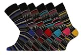 6 Pk Mens Pierre Calvini Luxury Stripe Cotton Rich Sock