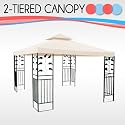 10' x 10' Replacement Gazebo Canopy Beige Top Cover Patio Outdoor Shade 2-Tier