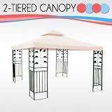 10' x 10' Replacement Gazebo Canopy Beige Top Cover Patio Outdoor Shade 2-Tier