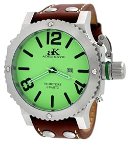 Adee Kaye #AK7211-M Men's Stainless Steel Luminous Dial Oversized Quartz Watch