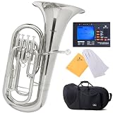 Mendini MEP-N Nickel Plated B Flat Euphonium with Stainless Steel Pistons
