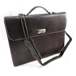 Briefcase leather "Milano" dark brown...