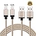 Adoric 2Pack 10FT Nylon Braided Lightning to USB Cable with Aluminum Connector for iPhone 6s/6s Plus/6/6Plus/5s/5c/5, iPad/iPod Models(Golden).