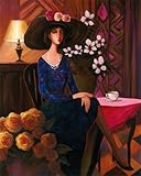 IMAGE OF Tea Time Left HIGH QUALITY CANVAS Print With Light Added BRUSHSTROKES T.C. Chiu 11x14
