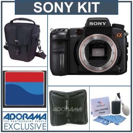 Sony DSLR-A700 a (alpha) Digital SLR Camera Body Kit, with 4GB CF Memory Card, Lowepro Holster-Style Case, Digital Memory Case.(4) Professional Lens Cleaning kit
