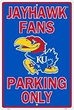 KANSAS JAYHAWKS Metal Parking Sign 12 x 18 embossed
