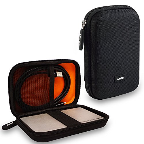 Hard Drive Case, iXCC 2.5 Inch [EVA Shell] Shockproof Hard Carrying Case for SSD, External Hard Drive, My Passport Essential or more - Black