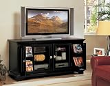 Lehigh Black 63 Wide TV Stand Credenza for Flat Panel Plasma or LCD Projection Wide Screen TVs Assembled