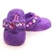 Three Cheers Girls Purple Fuzzy Heart Slippers Flip Flops Girl 12-6