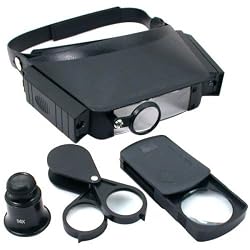 4 Piece Magnifier Set Jewelers Loupes Headset Visor 30X