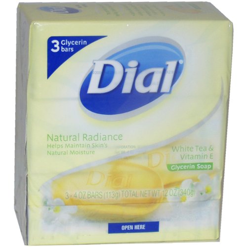 Dial Natural Radiance White Tea and Vitamin E Glycerin Soap, 4 Ounce, 3 Count