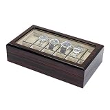 Superb Quality 12 Watch Box Glass View Lid Makassar Solid Wood Finish
