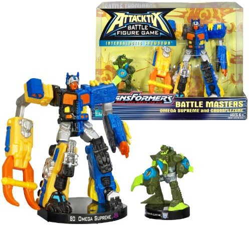 Hasbro Year 2006 ATTACKTIX Battle Figure Game Transformers Series Battle Masters Set - Autobot OMEGA SUPREME with Battle Throwing Action and Decepticon CRUMPLEZONE