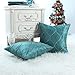 CaliTime Cushion Covers Pillows Shell Teal Ground Embroidered 18 X 18 Inches Two-tone Geometric Waves