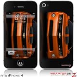 iPhone 4 Skin - 2010 Chevy Camaro Orange - Black Stripes on Black (DOES NOT fit newer iPhone 4S)