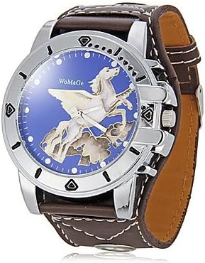 RayShop - Unisex Horse Pattern Round Dial Pu Band Quartz Analog Wrist Watch (Assorted Colors) ( Color : Brown )