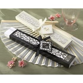 Luxurious Silk Fan in Elegant, Laser-Cut Gift Box (Black or Ivory, Set of 4) - Baby Shower Gifts & Wedding Favors