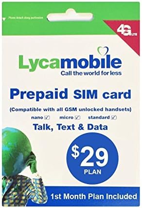 Lycamobile Preloaded Sim Card with Free $29 Monthly Plan