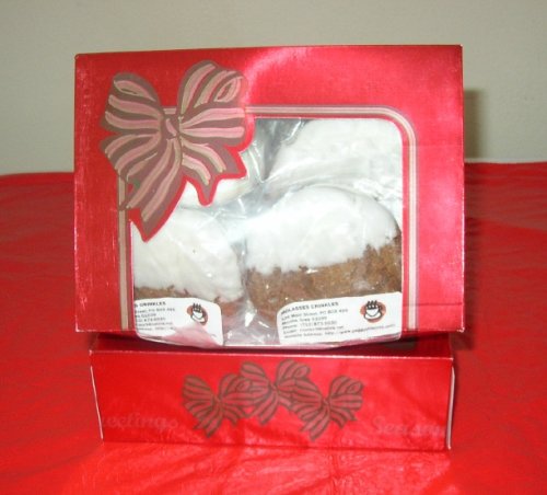 1 Dozen White Chocolate Dipped MOLASSES CRINKLES Cookies in a Pretty Holiday Box by Biscotti