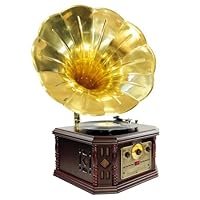 PYLE-HOME PVNP4CD Vintage Phonograph Horn Turntable with CD, Cassette, AM/FM, Aux-In and USB-to-PC Recording