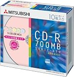 三菱化学メディア CD-R 700MB 4-48倍速 10枚スリムケース入 カラーMIX SR80SF10