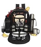 Outdoor Living : Picnic at Ascot - Superior Backpack for Tea, Coffee & Wine For 2 - Black
