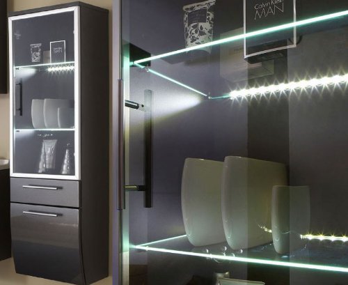 Bad Hochschrank »TORONTO« mit LED-Beleuchtung in Hochglanz anthrazit