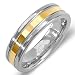Tungsten Carbide Mens Womens Ring Wedding Band 6MM Polished Flat Double Grooved Gold Plated Comfort Fit (Available in Sizes 8 to 12)