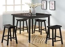 Gaucho 5pc Dark Walnut Finish Counter Height Table and Stool Set By Acme Furniture