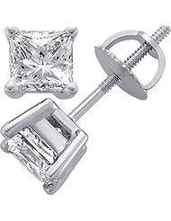 14k White Gold Princess-Cut Diamond Stud Earrings (2.00 cttw, G-H Color, SI1 Clarity)
