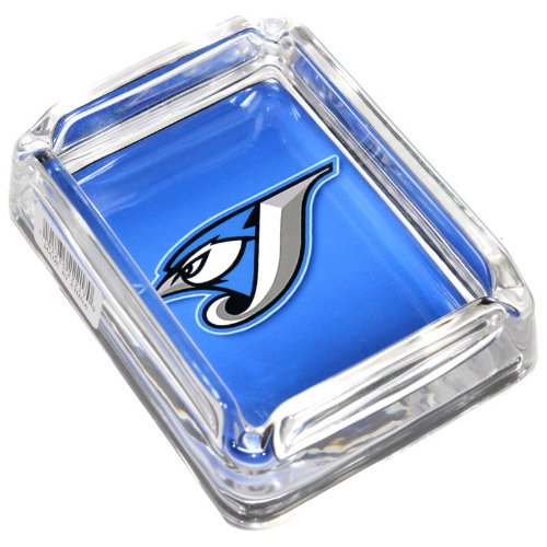 See Toronto Blue Jays Glass Ashtray - Dimensions 3 Inch x 4 Inch - Simulated Black Velvet Botton