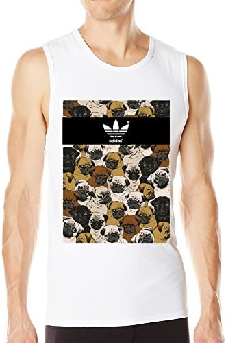 Customized Poly Cotton Comfortable Supreme Pugs Men's Tank Top White