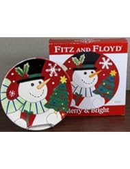 Fitz and Floyd Merry & Bright Canape Plate Snowman