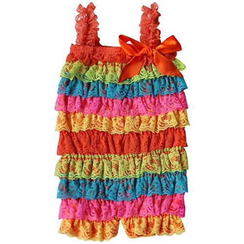 TIAOBU US Baby Girls Summer Lace Spaghetti Ruffle Tiered Romper Outfits