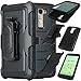 LG Treasure LTE Case, LG Phoenix 2 Case, SOGA® [Tri-Guard Series] Shockproof Hybrid Armor Protective Case Cover with Belt Clip Holster & Built-in Screen Protector for LG Treasure LTE - Black/Black