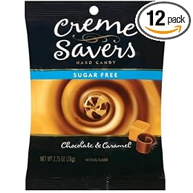 Creme Savers Hard Candy Sugar Free Chocolate & Caramel Creme, 2.75-Ounce Bags (Pack of 12)