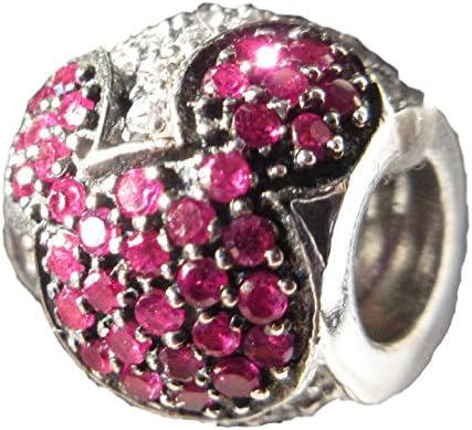 CHAMILIA STERLING SILVER W/ PINK & CLEAR CZ DISNEY CHARM "JEWELED MICKEY"
