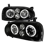 93-98 VOLKSWAGEN GOLF MK3 BLACK DUAL HALO LED PROJECTOR HEAD LIGHTS by Spec-D Tuning